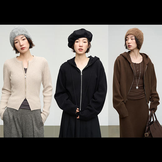 UMILAB【期待】穿搭万金油100%羊毛百搭显瘦开衫/帽衫/半裙BE166W 商品图3