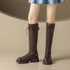 ZHR厚底长筒靴女骑士靴马丁靴女皮靴长靴子2023新款秋冬不过膝靴 商品缩略图1
