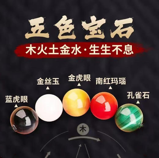 五路财神五色宝石手串，五行手串 商品图3