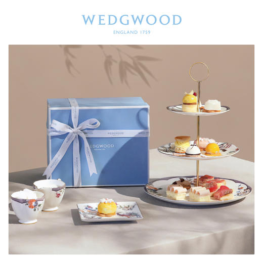WEDGWOOD幸运彩雀三层点心盘小雀幸下午茶糕点骨瓷盘 商品图3