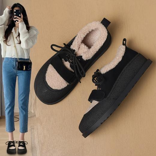 ZHR休闲鞋女2023年秋冬新款潮流休闲百搭保暖魔术贴平底毛毛棉鞋 商品图0
