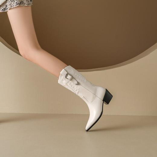 骑士靴马丁靴，粗跟中筒复古西部牛仔靴XMN-3625 商品图3