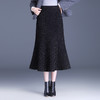 加绒小香风鱼尾裙，亮丝格纹中长款厚款半身裙MYX-MTYR-2386-Y 商品缩略图0