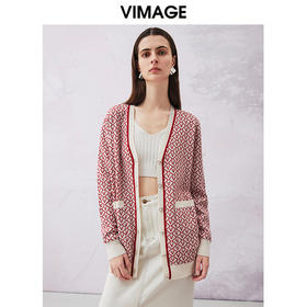VIMAGE纬漫纪春季新款显瘦百搭舒适针织开衫外套V2101704