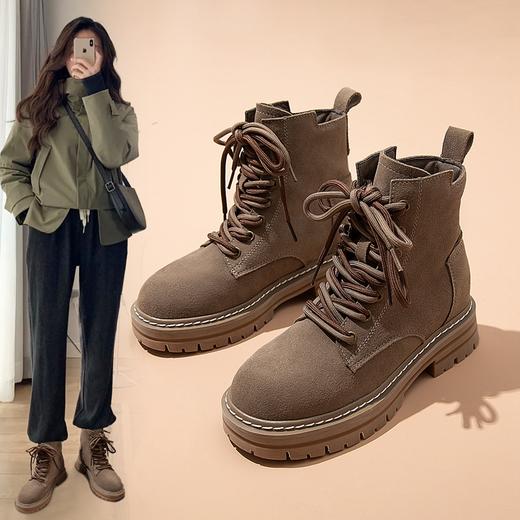 ZHR马丁靴2023秋冬新款复古时尚洋气双带厚底休闲工装靴女靴 商品图8