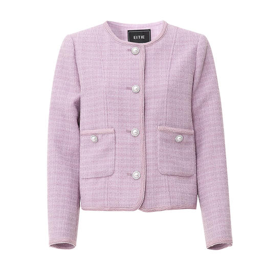 EITIE爱特爱气质优雅经典复古香风浅紫色温柔百搭短外套24春新款A2403303 商品图5