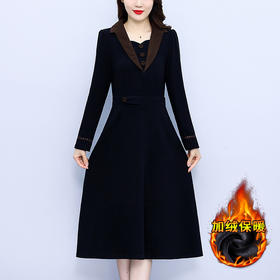 NYL- 6003黑色连衣裙女2023秋季新款时尚洋气新中式轻奢显瘦中长款