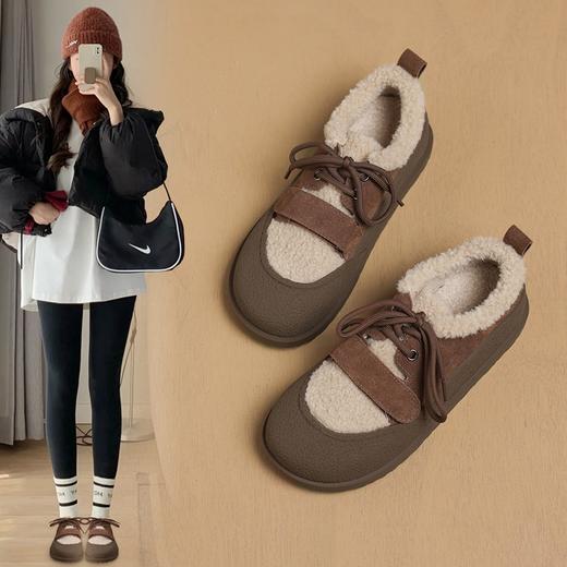 ZHR休闲鞋女2023年秋冬新款潮流休闲百搭保暖魔术贴平底毛毛棉鞋 商品图4