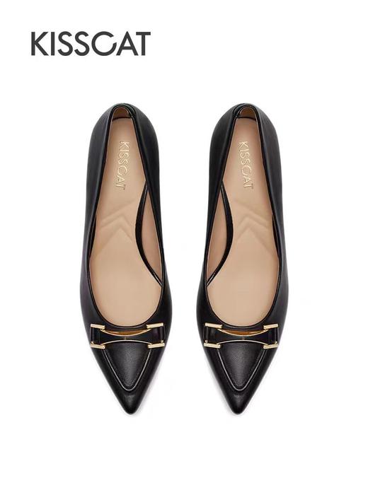 接吻猫新款流行尖头办公通勤高跟鞋链条简约细跟单鞋女 商品图1