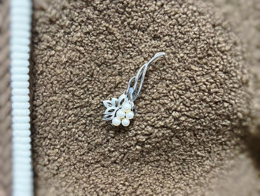 「羽」Akoya珍珠银胸针 商品图2