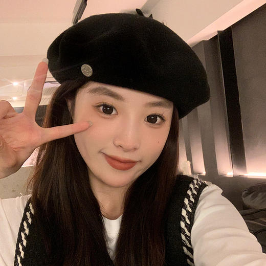 雀说 帽子女羊毛贝雷帽女复古画家帽显脸小红色帽潮流3ZF-120505 商品图1