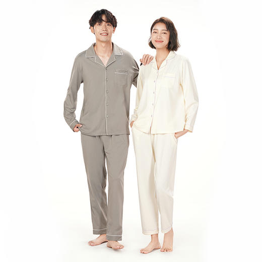 都市丽人生活家居春夏睡衣女单面无尘棉家居服薄款长袖长裤女士套装新年本命年红品LH40A1 商品图7