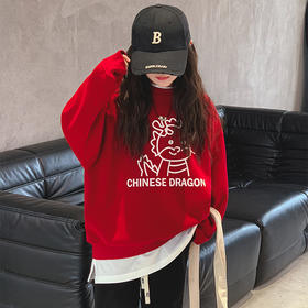 【龙年新气象，穿出不一样！】女童加绒卫衣2023新款，中大童加厚儿童龙年新年过年套头女孩上衣，加绒加厚保暖升级