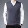 纯羊毛秋冬季男士羊毛背心中年休闲V领爸爸男装毛衣打底衫 商品缩略图1