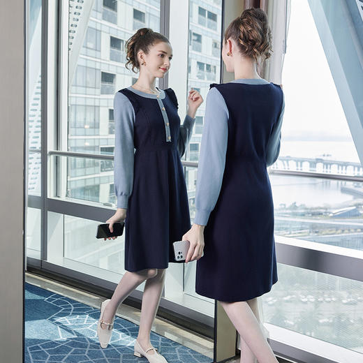 奢姿2024年冬季新款大码女装时尚拼接针织裙子胖妹妹简约连衣裙9734868237 商品图0