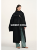 MAISON CECILE鹅黄/黑色围巾戴帽羊毛可拆分随性宽松大衣 商品缩略图3
