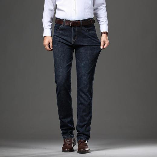 春秋季男士休闲牛仔裤中年棉质中腰弹力男装长裤 商品图1