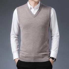 纯羊毛秋冬季男士羊毛背心中年休闲V领爸爸男装毛衣打底衫