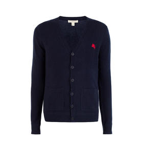 BURBERRY 巴宝莉 男士刺绣徽标长袖羊绒衫 深蓝色 3973846 41000