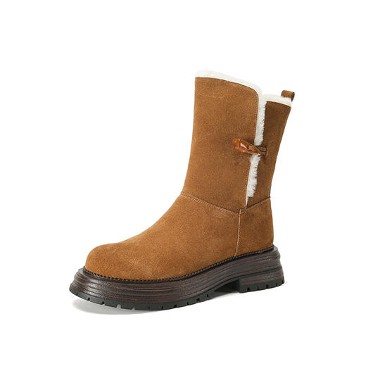 冬季保暖，牛翻皮+全羊毛厚底雪地靴HB-Z301 商品图14