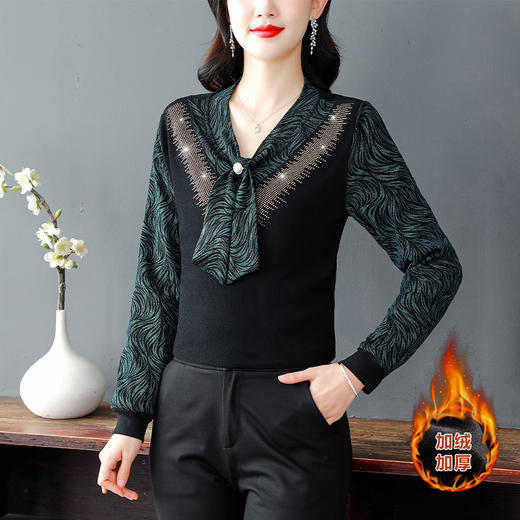 SMZ13007 2023爆款冬季新款加绒洋气小衫女内搭打底衫保暖妈妈高档打底上衣 商品图3