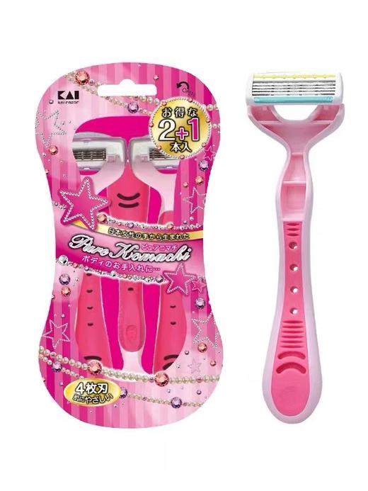 贝印女用剃刀四枚刃PK4-1P  脱毛刀女士专用私处腋毛腿毛剃毛器刮毛刀剃刀私处剃毛刀 商品图11