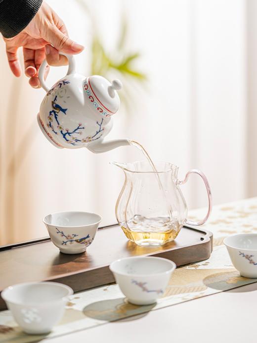 富玉 景德镇玲珑粉彩陶瓷茶器梅雀报喜8头茶具功夫茶具 商品图2