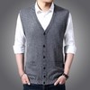 含毛混纺秋冬季男士羊毛背心中年休闲纽扣无袖开衫爸爸男装打底衫 商品缩略图0