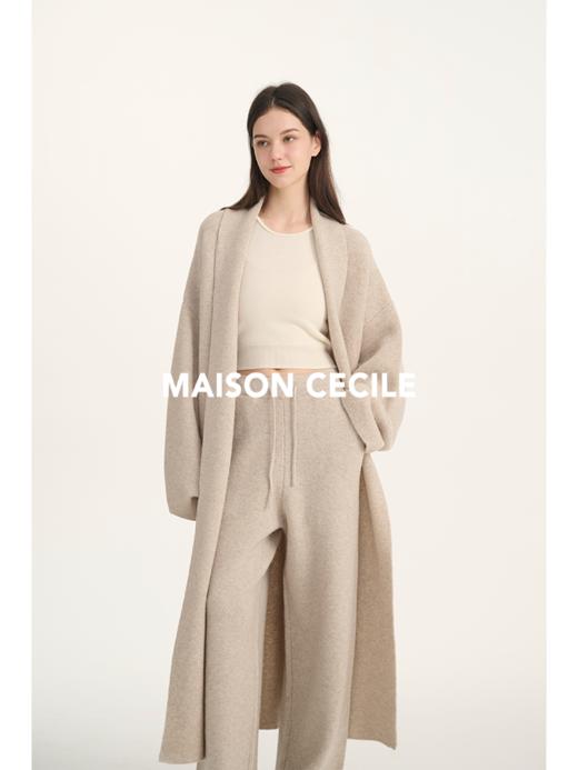 MAISON CECILE紧实保暖口袋高克重沙色羊绒羊毛针织裤 商品图3