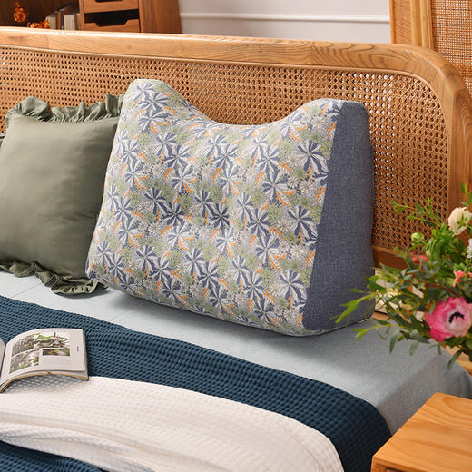 海洋珊瑚花卉系列猫耳朵多功能靠枕软包高级感腰靠可拆洗 商品图0