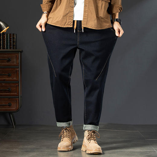 【新款DYG】大依优型大码加绒牛仔裤长裤男舒适弹力休闲商务简约百搭加肥加大男装保暖 商品图1