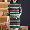 冬季新款，半高领中长款条纹提花加厚口袋女士毛衣针织打底衫CC-XX-3770 商品缩略图1