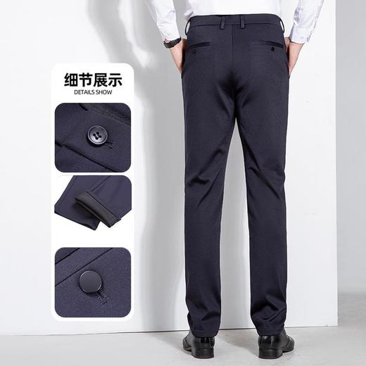 秋冬季男士加绒加厚休闲西裤中年商务休闲高弹简约长裤 商品图3