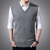 含毛混纺秋冬季男士羊毛背心中年休闲V领加厚爸爸男装打底衫 商品缩略图0