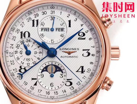 【小号40mm】浪琴 Longines 名匠月相系列 名匠八针月相 全玫金款 男士多功能机械腕表 商品图3