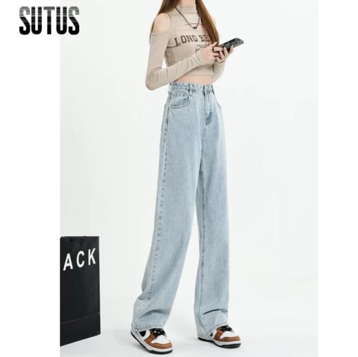 SUTUS/《复古街头范》牛仔裤丨加绒加厚秋冬复古做旧直筒长裤 通勤高腰遮肉牛仔裤 商品图2
