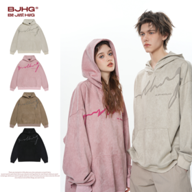 BJHG不计后果环保麂皮绒连帽卫衣潮牌男生款春季宽松情侣长袖外套