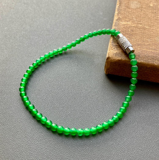 高冰种阳绿辣色翡翠珠串手钏手链 商品图1