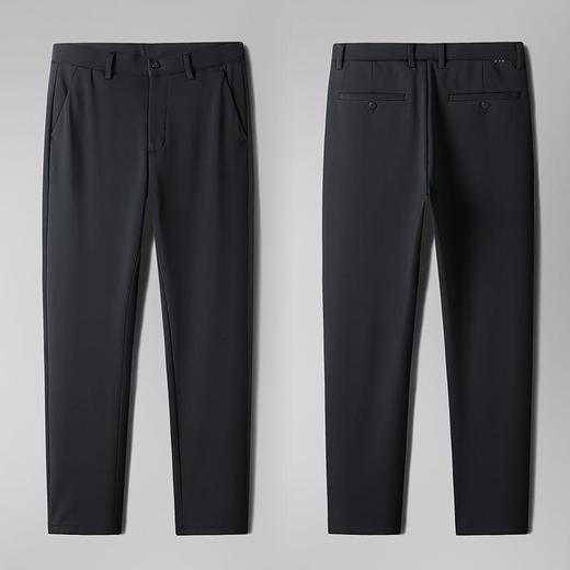 秋冬季男士加绒加厚休闲裤中年商务简约高弹爸爸正装长裤 商品图1