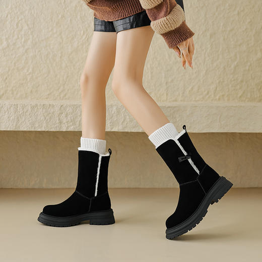 冬季保暖，牛翻皮+全羊毛厚底雪地靴HB-Z301 商品图9