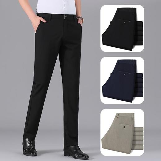 秋冬季男士休闲长裤中年黑色中腰宽松商务西裤男装 商品图0