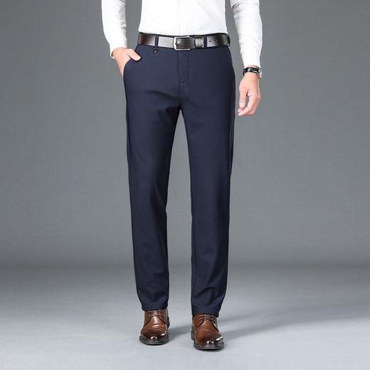 秋冬季男士厚款条纹休闲西裤中年商务休闲弹力正装长裤 商品图1