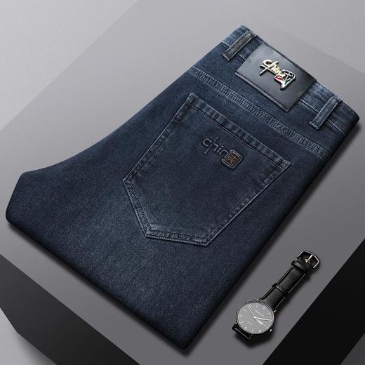 超柔弹力舒适牛仔裤男秋冬厚款直筒宽松高端商务大码水洗棉休闲裤 商品图1