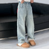 女童一体加绒加厚牛仔老爹裤，2024秋冬龙年新款牛仔裤子潮，无论是日常休闲还是户外运动，这款牛仔裤都是您的理想选择 商品缩略图1