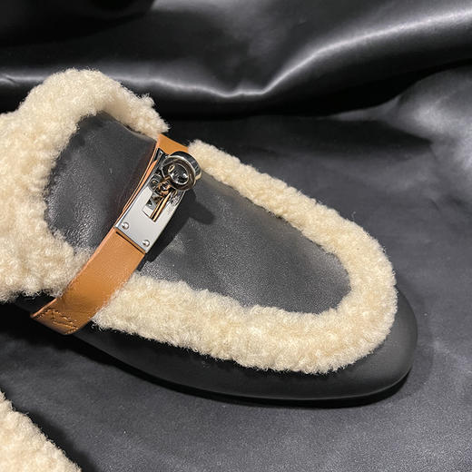 冬季新款，里外全皮羊毛单鞋棉拖HCY-3882--1 商品图1