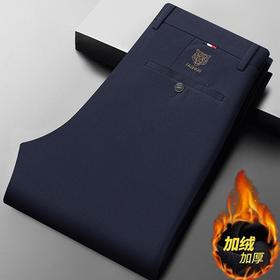 加绒加厚西裤男士冬季虎头刺绣潮流直筒弹力休闲男裤