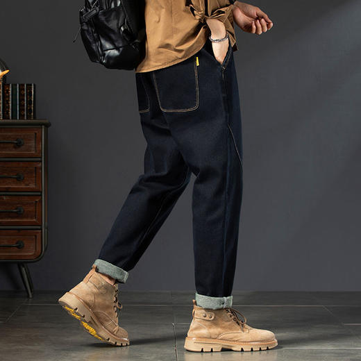 【新款DYG】大依优型大码加绒牛仔裤长裤男舒适弹力休闲商务简约百搭加肥加大男装保暖 商品图4