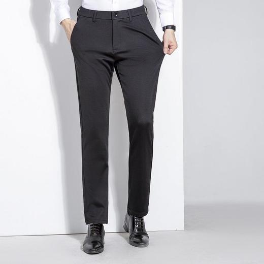 秋冬季男士加绒加厚休闲西裤中年商务休闲高弹简约长裤 商品图0