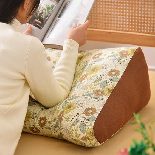 田园雏菊系列猫耳朵多功能靠枕软包高级感腰靠可拆洗 商品图1