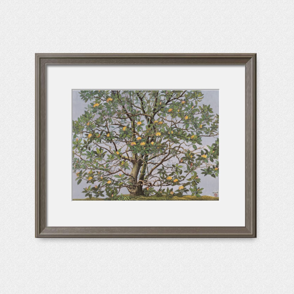 祝大年综合版画《山玉兰》